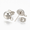 Non-Tarnish 201 Stainless Steel Stud Earring Findings LS-X-STAS-Q225-16A-6mm-2