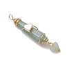 6Pcs 6 Styles Natural Carnelian & Green Aventurine & Rose Quartz & Quartz Crystal & Lapis Lazuli & Amethyst Copper Wire Wrapped Faceted Bullet Heart Pendants PALLOY-JF03482-02-4