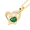 Cubic Zirconia Heart with Word Love Pendant Necklace NJEW-F293-02C-G-1