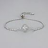 Brass Micro Pave Clear Cubic Zirconia Box Chain Slider Bracelets WG19F23-02-1