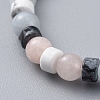 Natural Morganite & Howlite & Snowflake Obsidian Beads Stretch Bracelets BJEW-JB04697-02-2