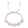 Natural Rose Quartz Rondelle Braided Bead Bracelets BJEW-TA00492-03-1