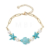 Synthetic Turquoise & Shell Pearl Beaded Link Bracelets BJEW-JB13807-4
