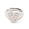 Rack Plating Brass Heart Singet Adjustable Ring for Women RJEW-E064-02P-2