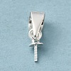 Rhodium Plated 925 Sterling Silver Cup Pearl Bail Pin Pendants STER-P008-02-2
