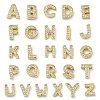 Brass Micro Pave Clear Cubic Zirconia Slide Charms KK-I382-04G-1
