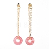 Cherry Quartz Glass Dangle Stud Earrings EJEW-JE03730-04-2