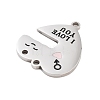 Valentine's Day 304 Stainless Steel Black Enamel I Love You Connector Charms STAS-Z078-17P-2