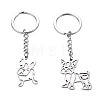 2Pcs 2 Styles 201 Stainless Steel Keychains KEYC-TAD0001-15B-1