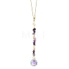 Round Glass & Natural Amethyst Chips Hanging Suncatchers HJEW-JM04209-02-1