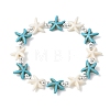 Synthetic Turquoise & Non-magnetic Hematite Beads Stretch Bracelets for Women Men BJEW-JB13728-01-2