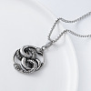Vintage Gothic 304 Stainless Steel Intertwined Double Snake Pendant Box Chain Necklaces for Men HY8328-3