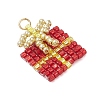 Glass Seed Beaded Christmas Gift Pendants PALLOY-MZ00899-01-3