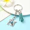 Alloy with Resin Imitation Synthetic Turquoise Keychain KEYC-YW00087-14-1