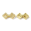 Rack Plating Brass Micro Pave Clear Cubic Zirconia Fold Over Clasps KK-G448-01G-2