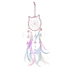 Woven Net/Web with Feather Hanging Suncatchers HJEW-F024-03A-1