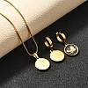 304 Stainless Steel Enamel Pendant Necklaces & Hoop Earring Set for Women SJEW-C007-03G-01-3