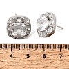Brass Pave Cubic Zirconia & Glass Stud Earrings EJEW-G471-03P-7