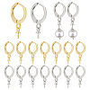   20 Pairs 2 Colors Brass Huggie Hoop Earring Findings KK-PH0005-24-1