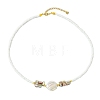 Natural Baroque Keshi Pearl Coin Glass Seed Beaded Necklaces for Women NJEW-JN06220-3