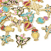  20Pcs 10 Styles Light Gold Plated Alloy Enamel Pendants ENAM-TA0001-75-2