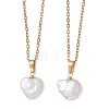 Baroque Natural Keshi Pearl Heart Pendant 304 Stainless Steel Cable Chain Necklaces for Women NJEW-JN05964-3