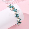 Round Shell Pearl Beads Charm Bracelets BJEW-JB14133-01-2