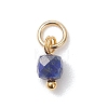 Faceted Cube Natural Mixed Gemstone Charms PALLOY-JF04879-3