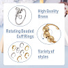 8Pcs 8 Style Brass Rotating Beaded Cuff Rings RJEW-SW0001-01-12