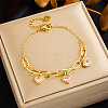 304 Stainless Steel Cubic Zirconia Charm Bracelets WG996B1-02-1