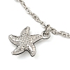 Non-Tarnish Summer Beach 304 Stainless Steel Cable Chains Starfish Charm Bracelets BJEW-P334-08P-2