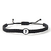 Flat Round with Letter Pattern Resin Beads Braided Bead Bracelets FS-WG43323-20-1