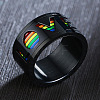 Rainbow Color Pride Flag Word Love Rotating Enamel Finger Ring RABO-PW0001-034E-2