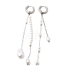 304 Stainless Steel & Glass Pearl Tassel Hoop Earrings for Women EJEW-G463-01P-4