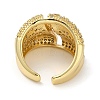 Rack Plating Brass Micro Pave Cubic Zirconia Cuff Finger Rings for Women RJEW-C114-20C-G-3