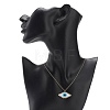 Japanese Seed Braided Rhombus with Evil Eye Pendant Necklace with 304 Stainless Steel Chains for Women NJEW-MZ00002-5