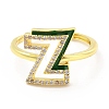 Mixed Color Enamel Initial Letter Adjustable Ring with Clear Cubic Zirconia RJEW-P045-01G-Z-2
