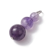 Natural Amethyst Round Beaded Pendants PALLOY-JF02867-10-3