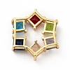 Rack Plating Brass Micro Pave Colorful Cubic Zirconia Slide Charms ZIRC-F129-51G-2