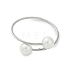 Plastic Imitation Pearl Round Beaded Cuff Bangle BJEW-P310-07P-1