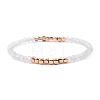 Gold-tone Miyuki Elastic Crystal Beaded Bracelet with Acrylic Tube Beads ST1549710-1