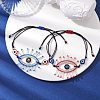 2Pcs 2 Color Horse Eye Glass Seed Beaded Link Bracelet Sets BJEW-MZ00074-2