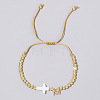 Brass Round Bead Braided Bead Bracelets LS-VB3830-13-1