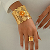 Iron Hollow Flower Cuff Bangles & Rings Set for Women SF4026-3