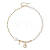 Brass Micro Pave Clear Cubic Zirconia Virgin Cross Pendant Necklaces NJEW-JN05980-3