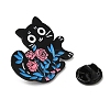 Cartoon Cat & Flower Enamel Pins JEWB-H017-01EB-03-3
