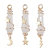 3Pcs 3 Styles Natural Quartz Crystal Pointed Copper Wire Wrapped Faceted Bullet Big Pendants PALLOY-JF03572-01-1