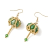 Transparent Electroplate Glass & Seed Glass Beads Dangle Earrings EJEW-MZ00714-04-4
