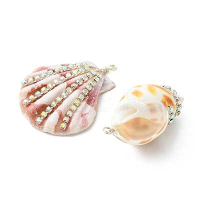 4Pcs 4 Styles Natural Mixed Shell Pendants PALLOY-TA00417-1