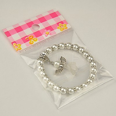 Lovely Wedding Dress Angel Bracelets for Kids BJEW-JB00727-19-1